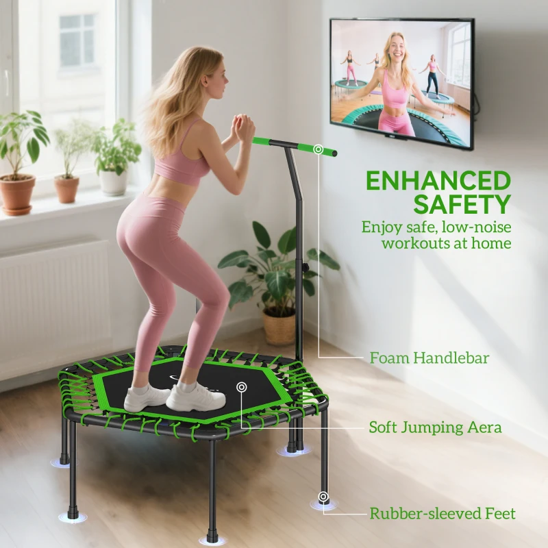 Soozier 45" Rebounder Trampoline for Adults, Mini Fitness Trampoline Bungee Rebounder with 3-Level Adjustable Handle