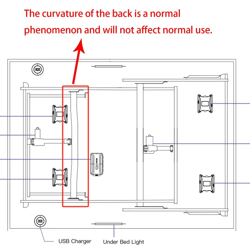 Ergonomic Queen Size Adjustable Bed with Massage, Zero Gravity Base, Wireless Remote, Under-Bed Nightlight, 79.5" L x 59.5" W x 12" H, Grey