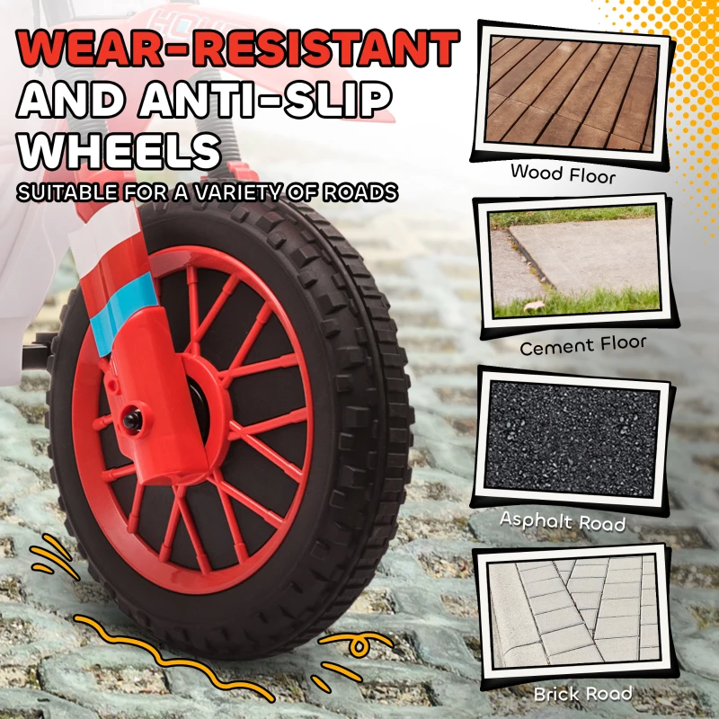 Aosom Kids Dirt Bike Battery-Powered Ride-On Electric Motorcycle with Charging 12V Battery, Training Wheels Red