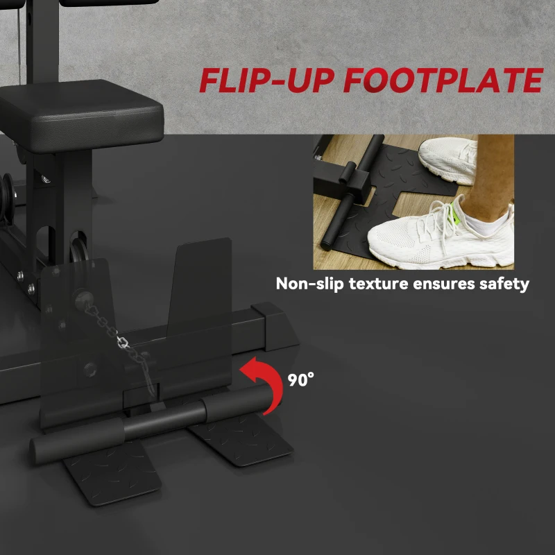 Soozier Lat Pull Down Machine, High / Low Pulley Machine with Adjustable Seat and Flip-Up Footplate, Black