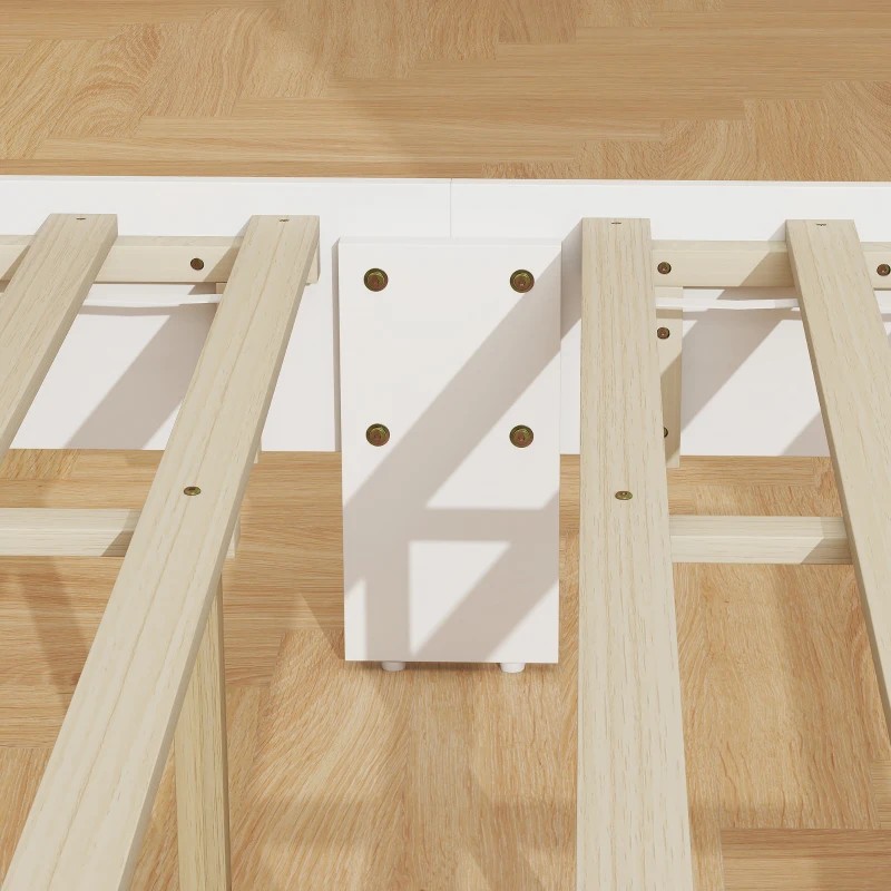 HOMCOM Twin Bed Frame with Headboard, Modern Platform Bed Frame with Wooden Slats, No Box Spring Needed, Easy Assembly, White