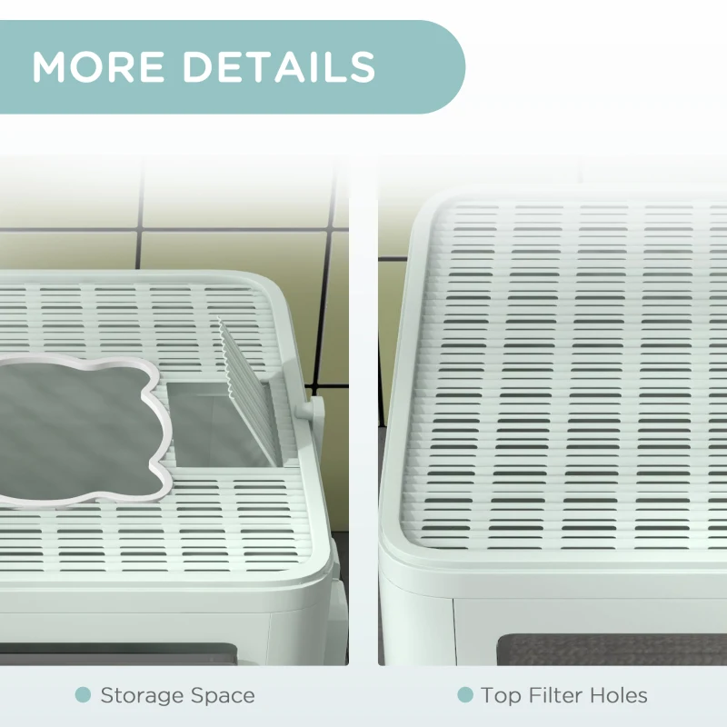 PawHut Cat Litter Box, Front Enter & Top Exit Cat Litter Tray with Scoop, Pull-out Tray, Easy to Clean, Green