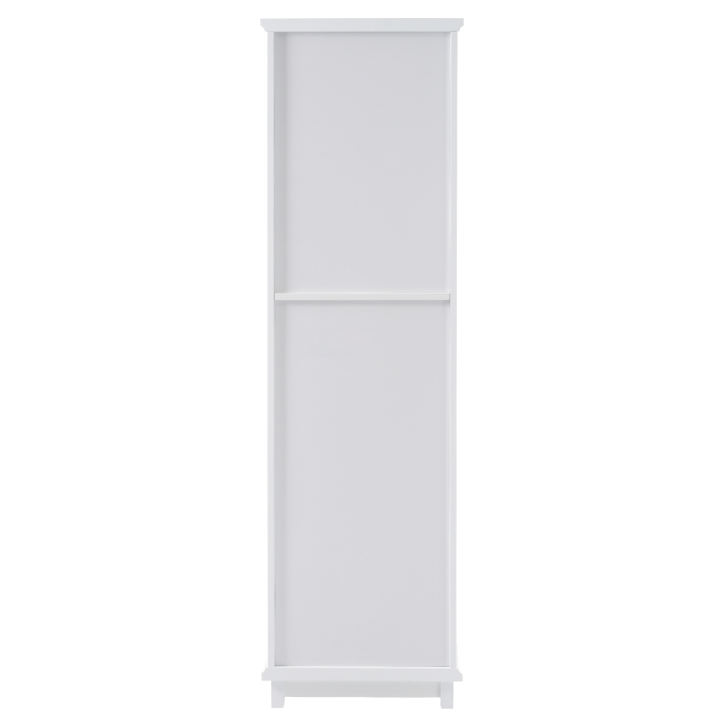 Tall Bathroom Storage Cabinet with Glass Doors, Free-Standing with Adjustable Shelves and Drawers, 18" L x 14" W x 63" H, White
