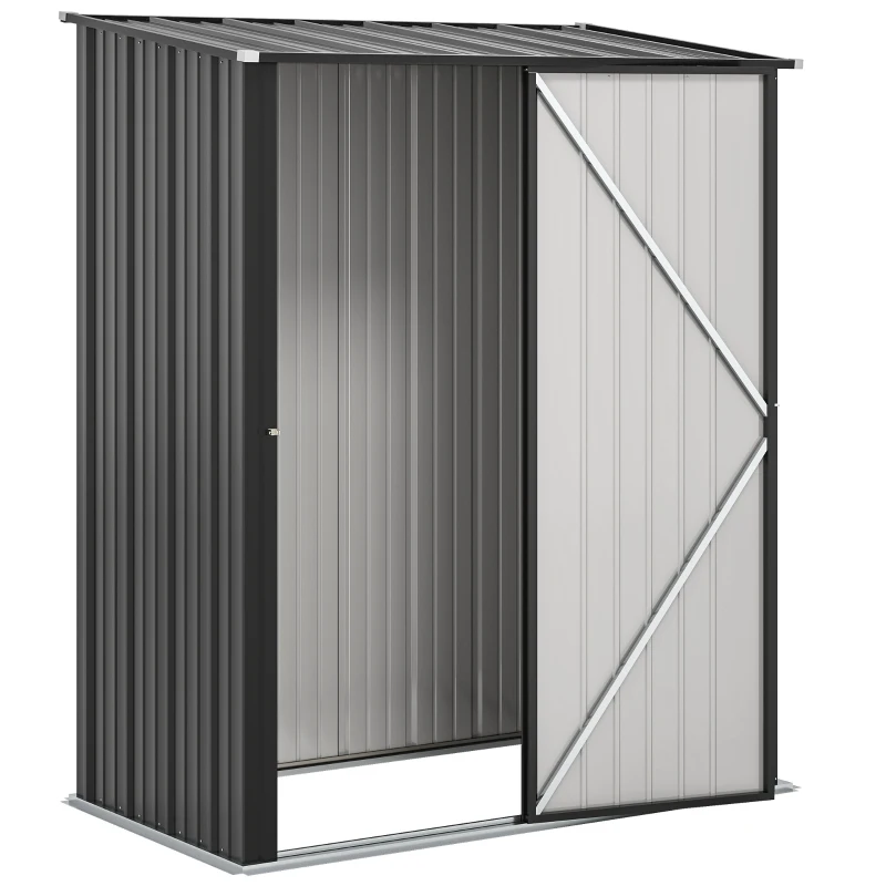 Outsunny 5' x 3' Outdoor Storage Shed, Steel Garden Shed with Single Lockable Door, Tool Storage Shed for Backyard, Black