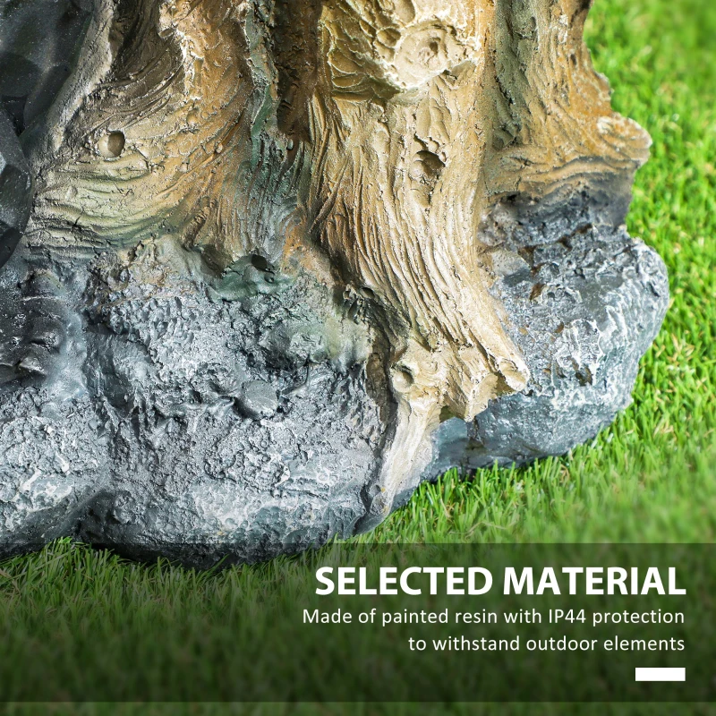 Outsunny 22.4" Outdoor Fountain, 3-Tier Resin Resin Bears and Honey Beehive Outdoor Waterfall Fountain with LED Lights, Pump