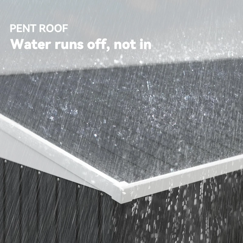 Outsunny 4' x 8' Outdoor Storage Shed Lean to Shed Outdoor Metal Tool Shed with Lockable Door and Air Vents, Dark Grey