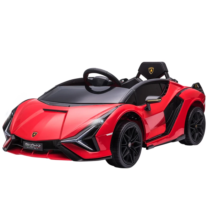 Aosom 12V Lamborghini SIAN Licensed Electric Car for kids with Remote Control, Horn, Music, & Headlights, Red