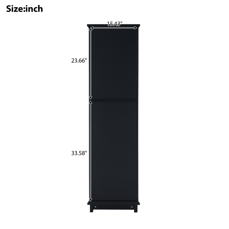 Tall Bathroom Storage Cabinet with Glass Doors, Free-Standing Design, Adjustable Shelves for Stylish Organization, 18" L x 14" W x 63" H, Black