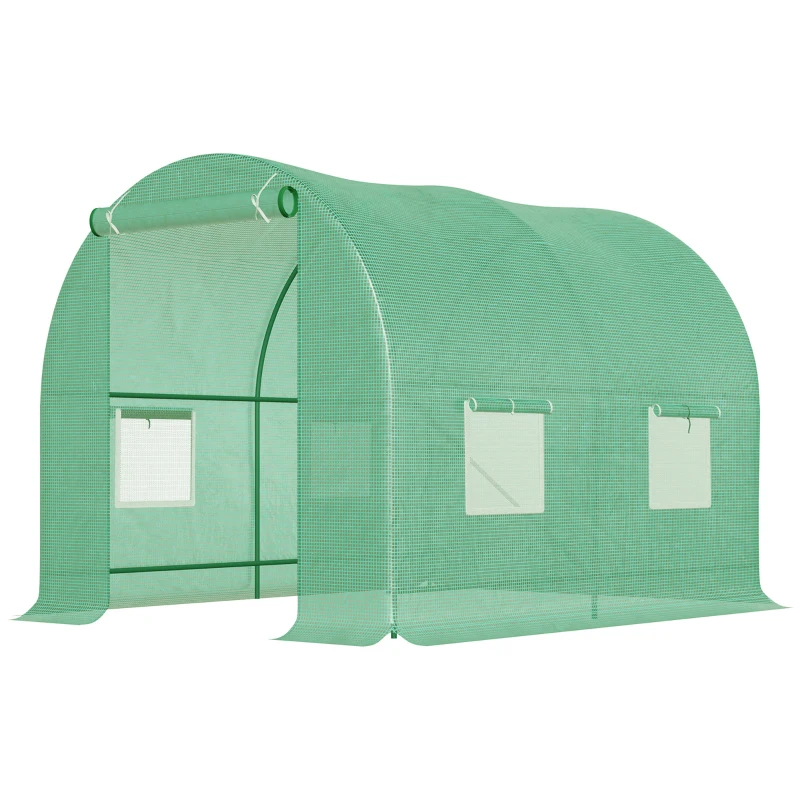 Outsunny 8'x6.6'x6.6' Heavy Duty Walk-in Greenhouse Garden Tunnel Hot House Outdoor Flower Vegetable Growth Warm House Roll Up Door, Windows, Steel