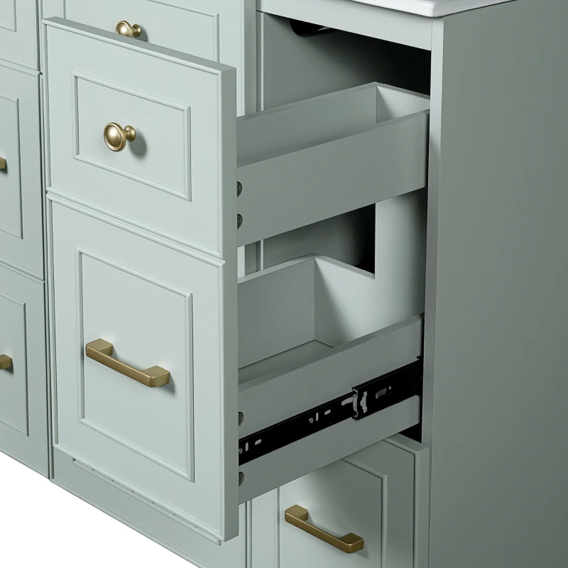 36" Bathroom Vanity with Ceramic Sink, Soft-Close Doors and Drawers, Storage Cabinet with Adjustable Shelf, 36" L x 18" W x 34" H, Green