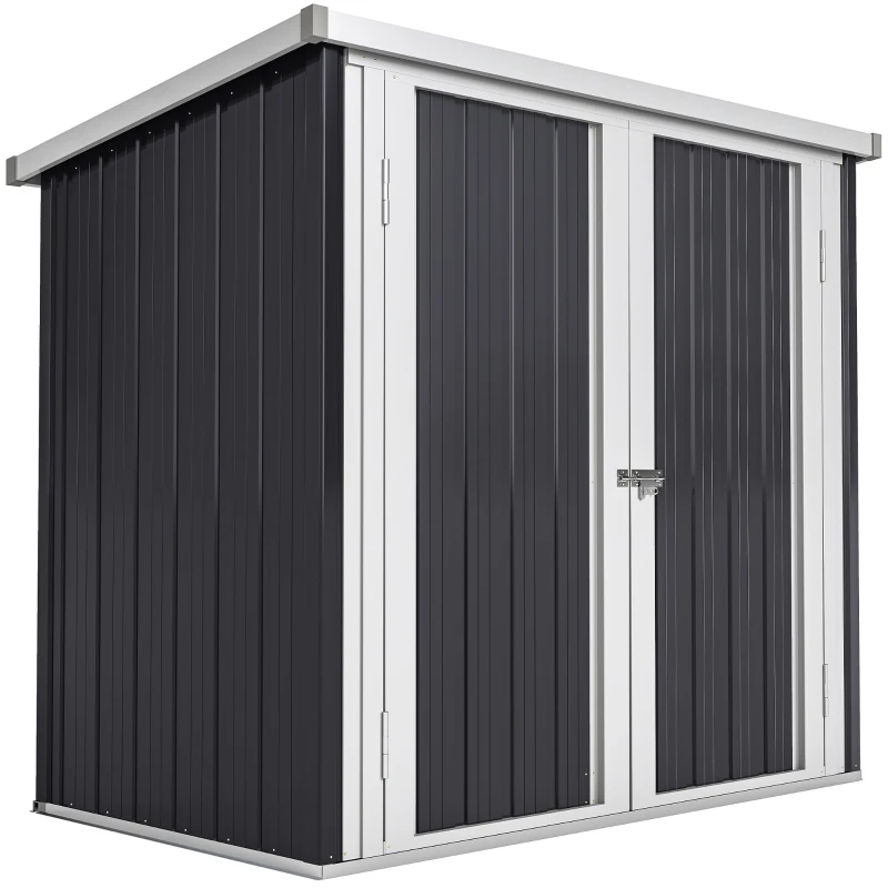 Outsunny 5x3 Metal Garden Storage Shed with Double Door, Durable Metal Shed for Garden, Patio, Lawn, Black
