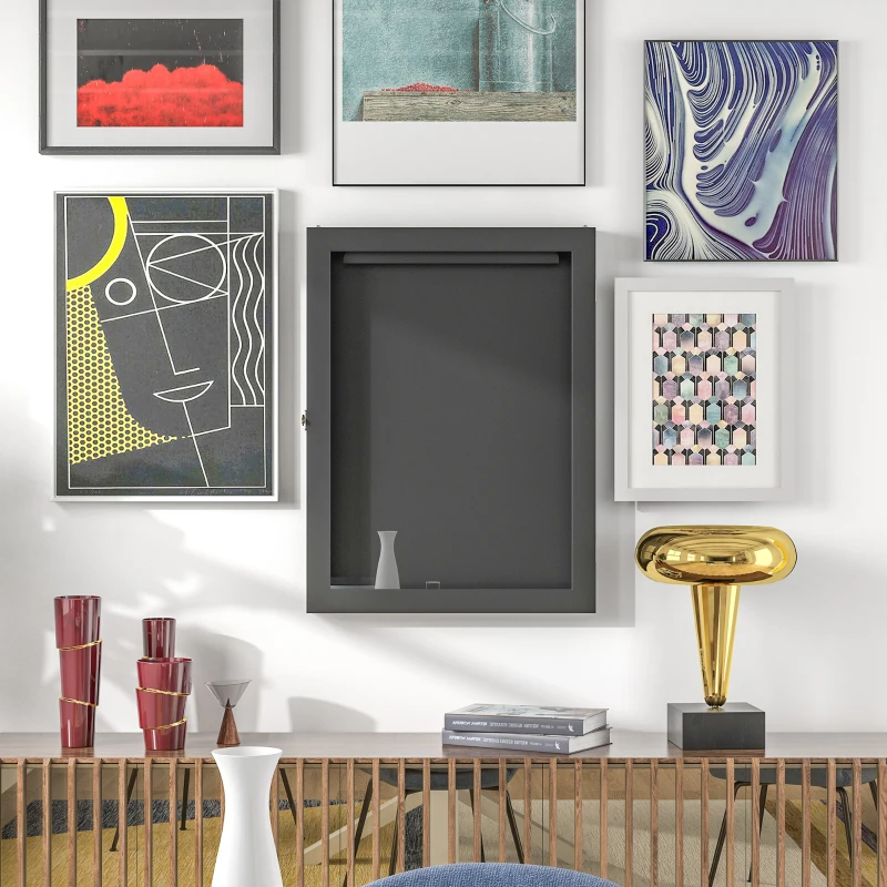 HOMCOM 28" x 35" Hockey Jersey Frame, Jersey Shadow Box for Basketball Football Baseball, Brown