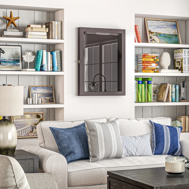 HOMCOM 28" x 35" Hockey Jersey Frame, Jersey Shadow Box for Basketball Football Baseball, Brown