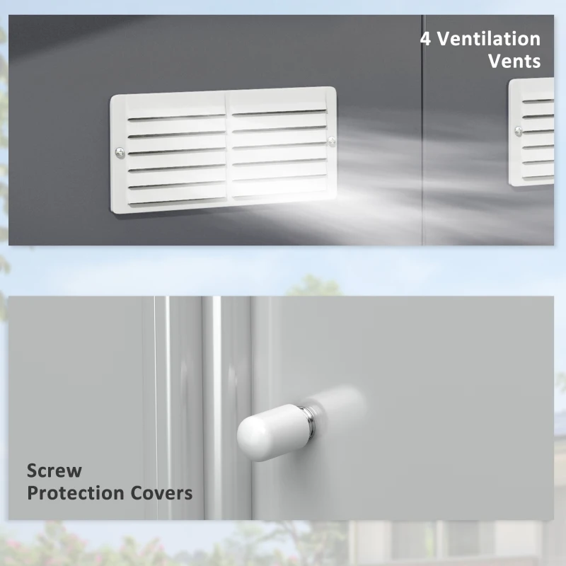 Outsunny 11.2ft x 12.5ft Practical Backyard Garden Storage Tool Shed 4 Ventilation Slots Double Sliding Door, Grey