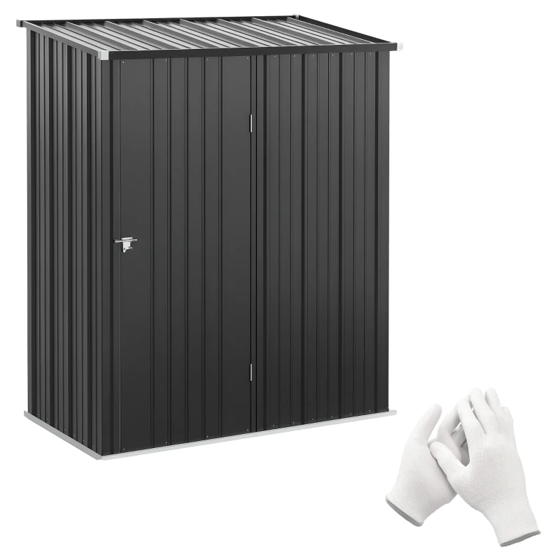 Outsunny 5' x 3' Outdoor Storage Shed, Steel Garden Shed with Single Lockable Door, Tool Storage Shed for Backyard, Black