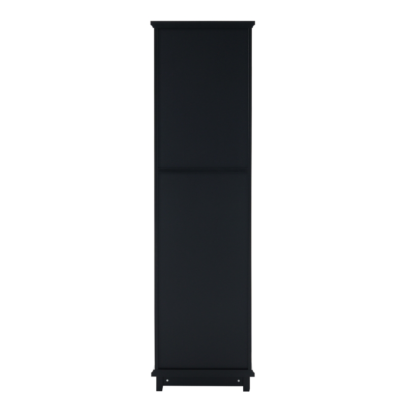Tall Bathroom Storage Cabinet with Glass Doors, Free-Standing Design, Adjustable Shelves for Stylish Organization, 18" L x 14" W x 63" H, Black