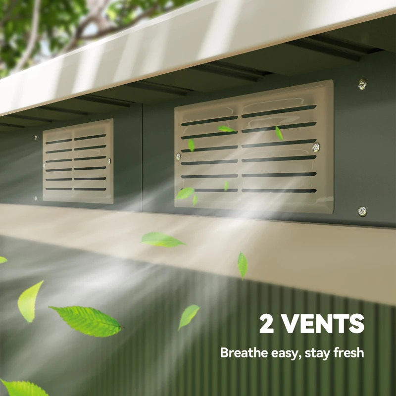 Outsunny 9' x 4' Garden Metal Storage Shed Outdoor Equipment Tool Box with Foundation Kit, Ventilation & Doors, Light Green