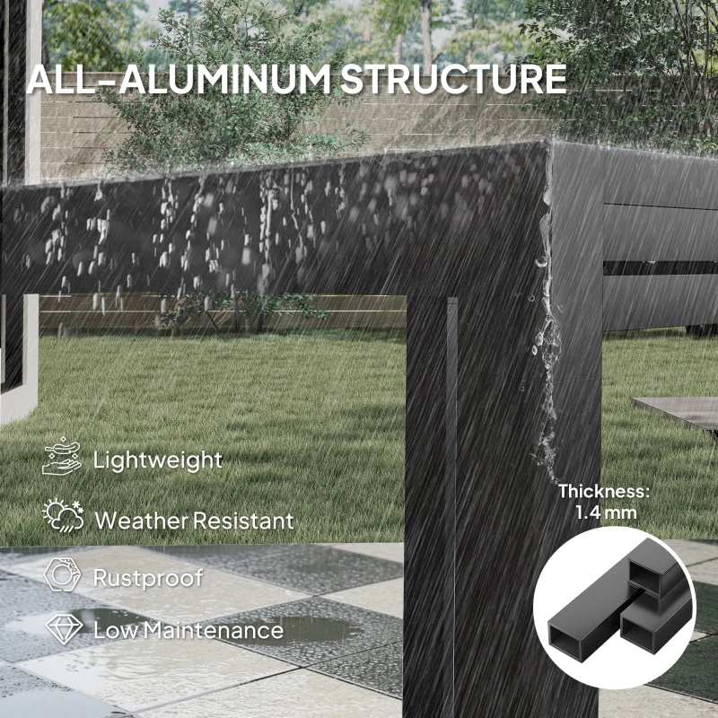 Outsunny 35.5"-71" Expandable Outdoor Dining Table for 4-6 People, Aluminum Patio Table with Slatted Wood Grain Top, Natural