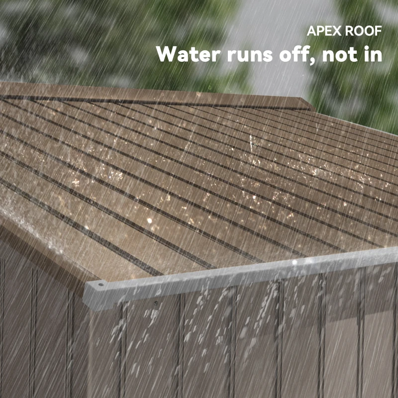 Outsunny 9.1'x6.4'x6.3' Garden Storage Shed w/ Floor Foundation Metal Tool Storage House w/ Double Doors Dark Grey Yellow