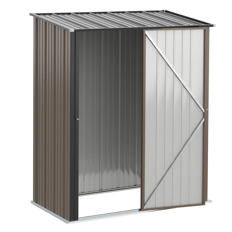 Outsunny 5' x 3' Outdoor Storage Shed, Steel Garden Shed with Single Lockable Door, Tool Storage Shed for Backyard, Brown
