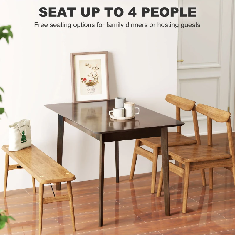 HOMCOM 47.2" Rectangle Dining Table for 4, Mid-Century Modern Kitchen Table with Rubber Wood Frame for Dining Room, Mahogany