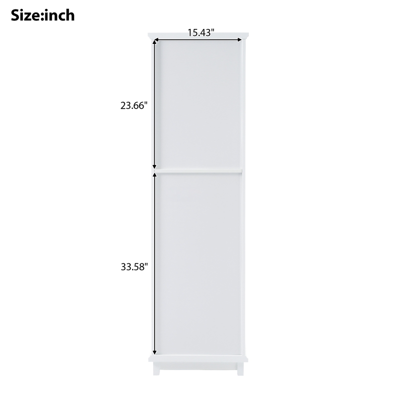 Tall Bathroom Storage Cabinet with Glass Doors, Free-Standing with Adjustable Shelves and Drawers, 18" L x 14" W x 63" H, White