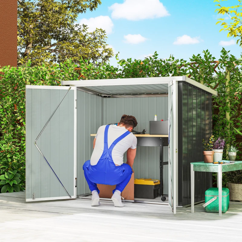 Outsunny 5' x 3' Metal Garden Storage Shed, Tool House with Double Doors for Backyard, Patio, Lawn