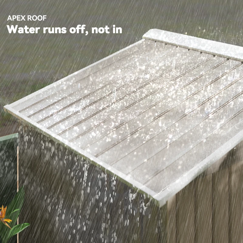 Outsunny 7' x 4' x 6' Garden Storage Shed Outdoor Patio Metal Tool Storage House w/ Foundation Kit and Double Doors Light Brown