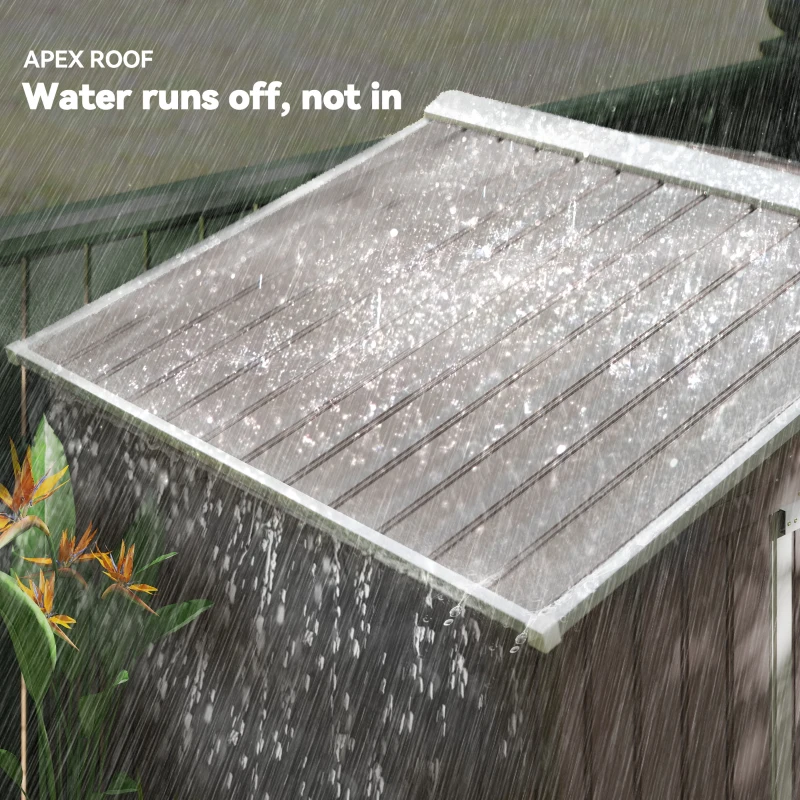 Outsunny 7' x 4' x 6' Metal Storage Shed Outdoor Patio Metal Tool Storage House w/ Foundation Kit and Double Doors Light Brown