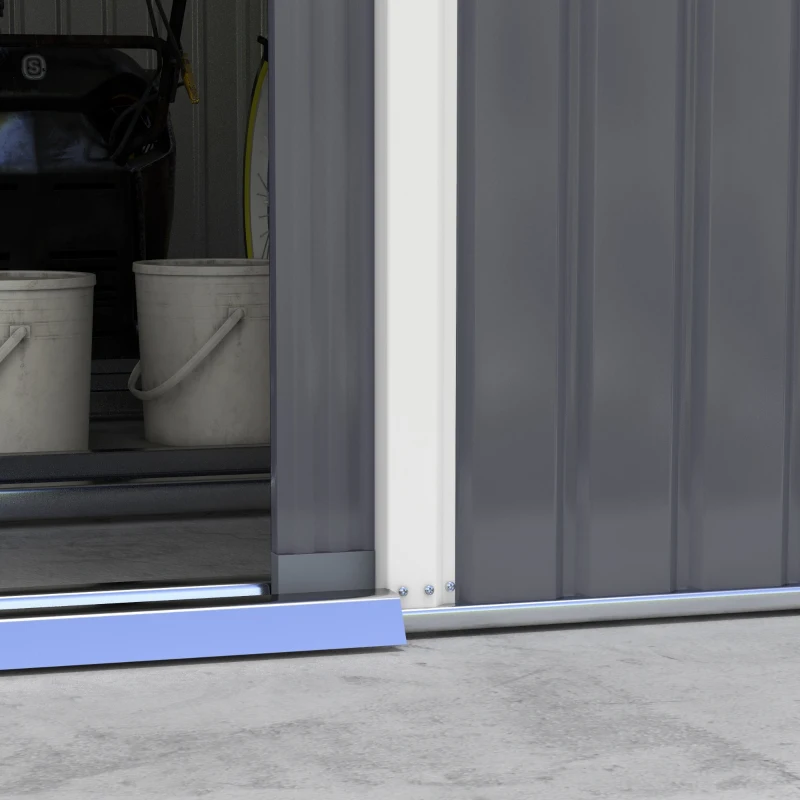 Outsunny 11.2ft x 12.5ft Practical Backyard Garden Storage Tool Shed 4 Ventilation Slots Double Sliding Door, Grey