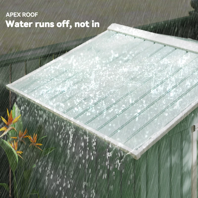 Outsunny 7' x 4' x 6' Garden Storage Shed Outdoor Patio Metal Tool Storage House w/ Foundation Kit and Double Doors Light Green