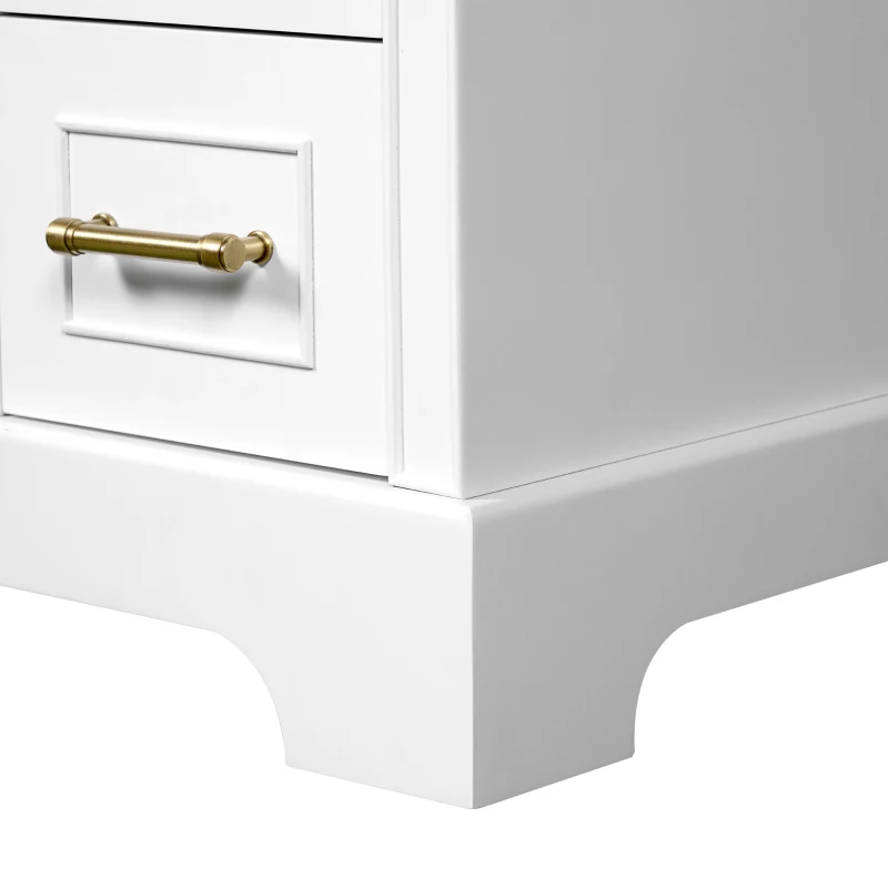 Elegant Bathroom Vanity with Ceramic Sink, Soft-Close Doors and Drawers, Cabinet with Solid Wood Frame, 36" L x 18.5" W x 34" H, White
