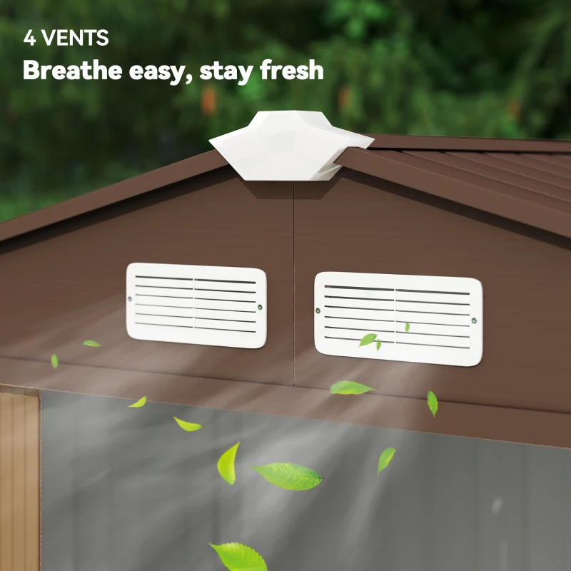 Outsunny 7' x 4' x 6' Garden Storage Shed Outdoor Patio Metal Tool Storage House w/ Foundation Kit and Double Doors Yellow