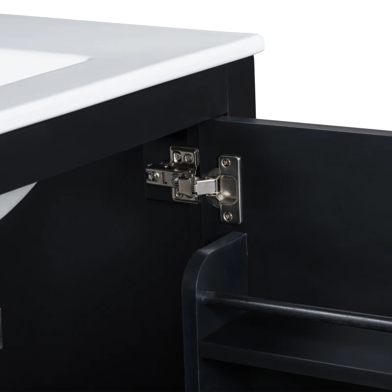 30" Bathroom Vanity with Single Undermount Sink, Cabinet with Soft-Close Doors and Versatile Storage, 30" L x 18.5" W x 34" H, Black+White
