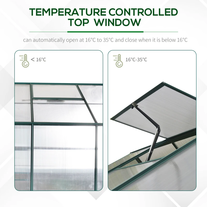 Outsunny 8.2' x 6.2' Greenhouse Aluminum Frame with Temperature Controlled Window