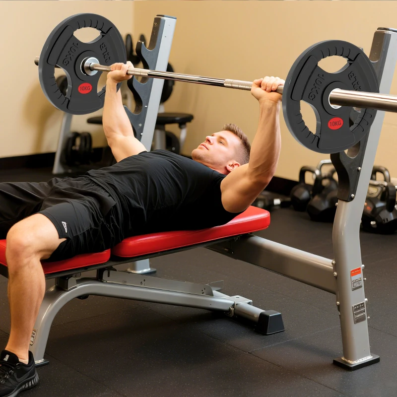 Soozier Weight Plates Set, 2-Inch Barbell Weights Set w/Tri-Grips for Home Gym Weightlifting and Strength Training, 2 x 22lbs