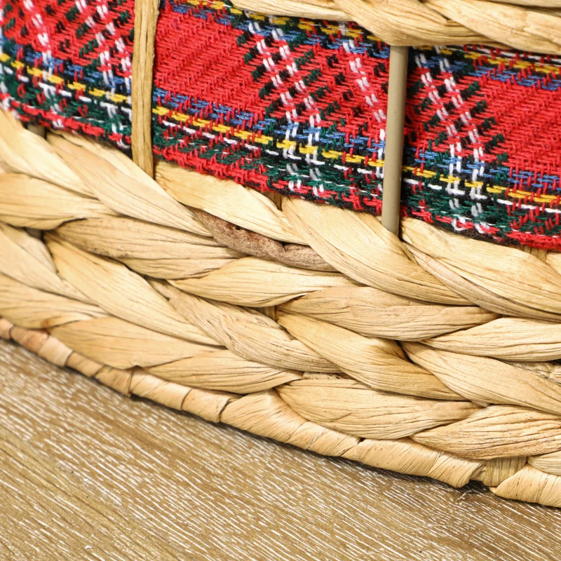 HOMCOM 23 inch Rustic Christmas Tree Skirt, Water Hyacinth Christmas Tree Collar for Party, Holiday, Home Decoration, Natural