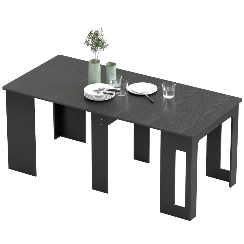 HOMCOM Extendable Dining Table, Expandable Kitchen Table for Small Spaces, Seats up to 6 People, Distressed Black
