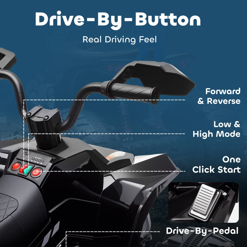 Qaba 2-Seater All-Terrain 4 Wheeler, 24V Kids ATV Ride-On, Electric Quad Car with Dual Motor, for Boys and Girls, Black