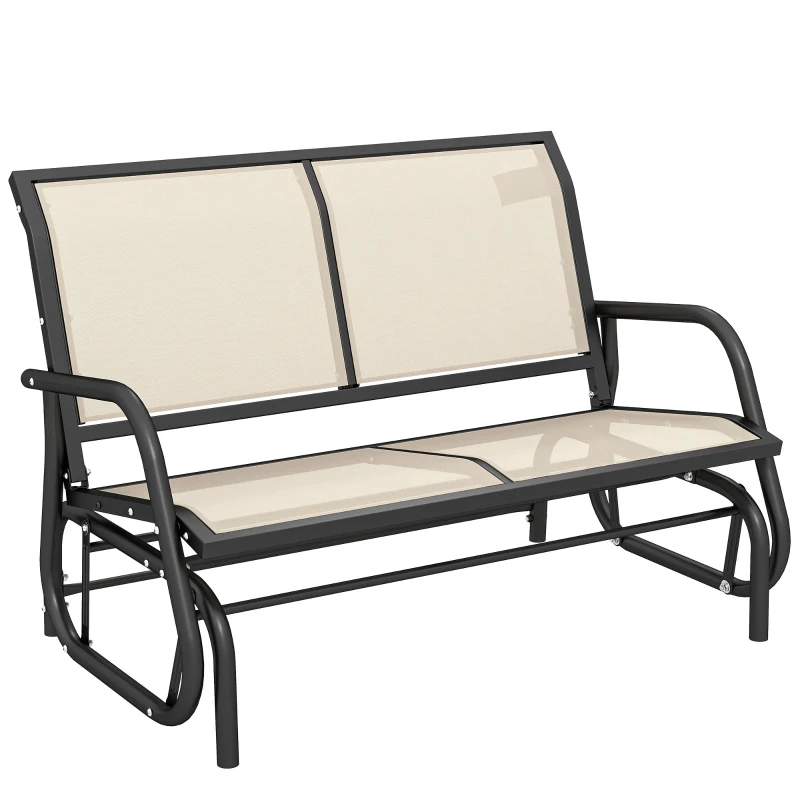 Outsunny 2-Person Outdoor Glider Bench, Patio Double Swing Rocking Chair Loveseat w/Powder Coated Steel Frame for Backyard Garden Porch, Beige