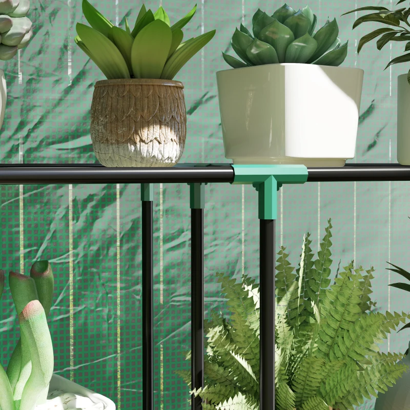 Outsunny Mini Greenhouse with 3 Tier Shelves, 3 Roll-Up Doors for Indoor Outdoor, Green