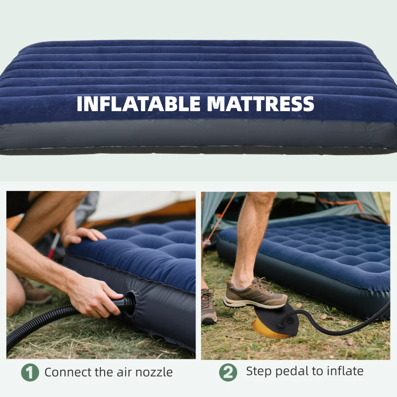 Outsunny 2-Person Tent Cot, 4-in-1 Folding Tent Combo with Air Mattress, Foot Pump, Carry Bag, Off Ground Travel Cot for Camping, Hiking, Backpacking(m-7)