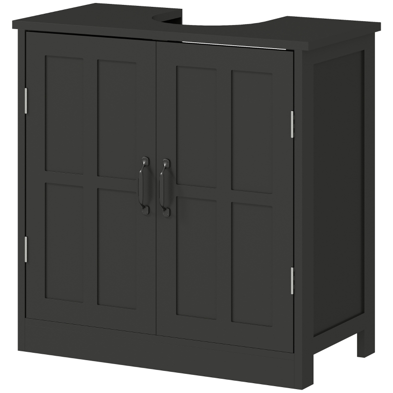 kleankin Bathroom Sink Cabinet, Pedestal Sink Cabinet with Adjustable Shelf, Black