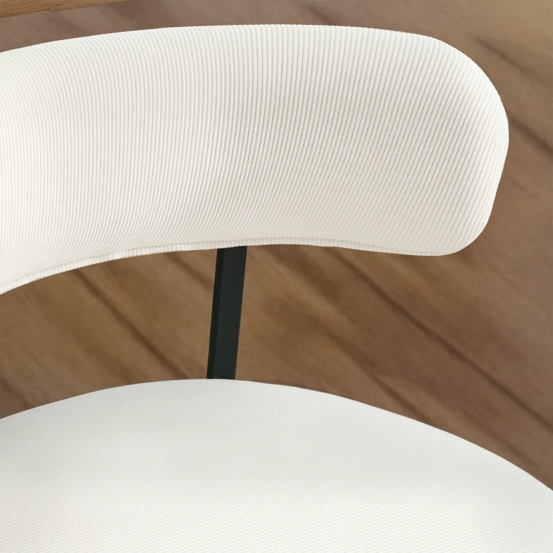 HOMCOM 4 Pieces Kitchen Chairs, Modern Dining Chairs w/ Corduroy Upholstery and Steel Legs for Living Room, Beige