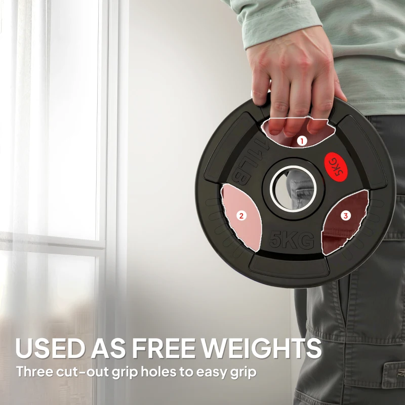 Soozier Weight Plates Set, 2-Inch Barbell Weights Set w/Tri-Grips for Home Gym Weightlifting and Strength Training, 2 x 11lbs