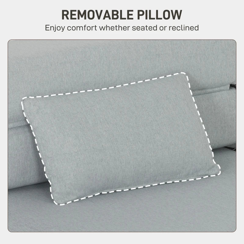 HOMCOM Folding Chair Bed with Pillow, Modern Linen Sleeper Sofa Bed for Living Room, Dorm, Guest Use, Light Gray