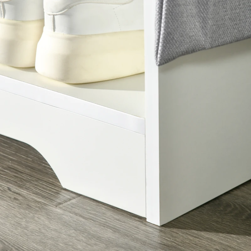 HOMCOM Upholstered Shoe Storage Bench w/ Seat, Entrance Bench w/ Drawer Open Shelves and Pocket for Hallway, White