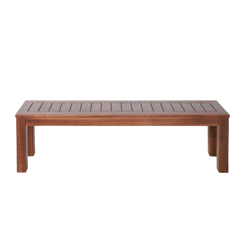 Rustic Acacia Wood Bench Set of 2 with Slat Panel Design, Rustic Style with Earthy Textures, 62" L x 14.5" W x 18" H, Dark Brown