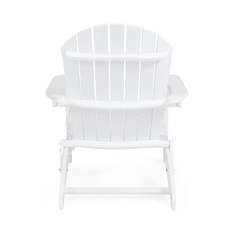 Rustic Acacia Wood Adirondack Chair with Nature-Inspired Textures, Foldable Patio Seating with Traditional Slats, 30" L x 36" W x 34" H, White