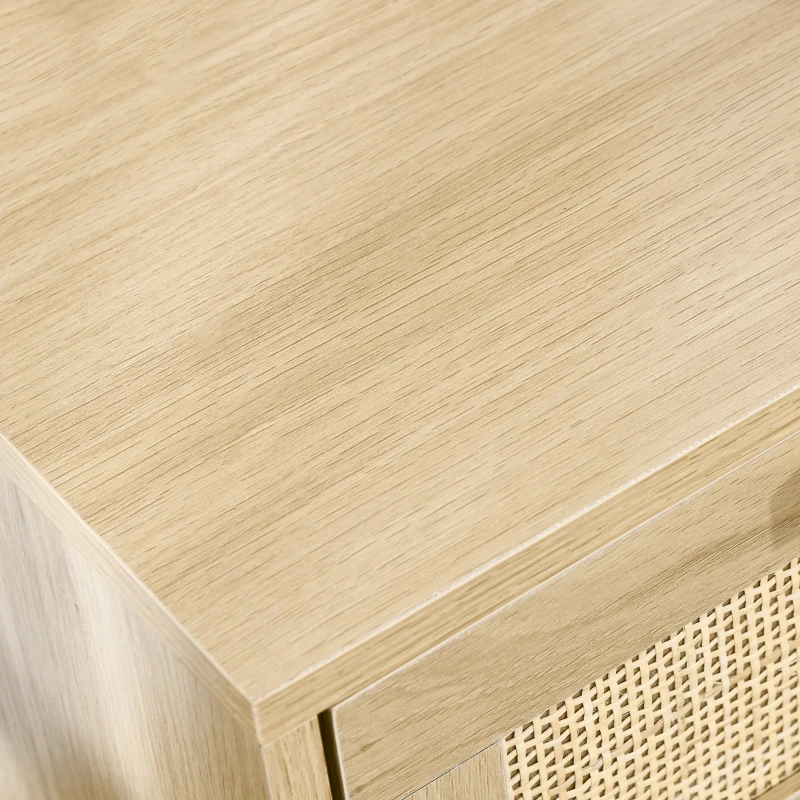 HOMCOM Boho Design Nightstand Set of 2, Side End Table with 2 Drawers for Living Room, Bedroom